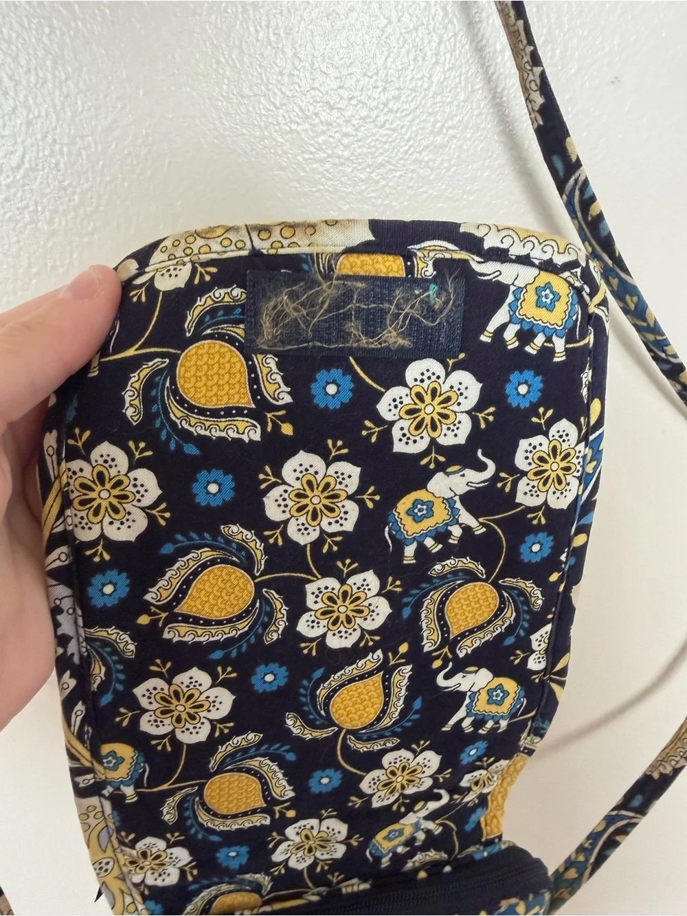 VERA BRADLEY Rare ELLIE BLUE Little Hipster Crossbody Purse Elephant Navy Yellow